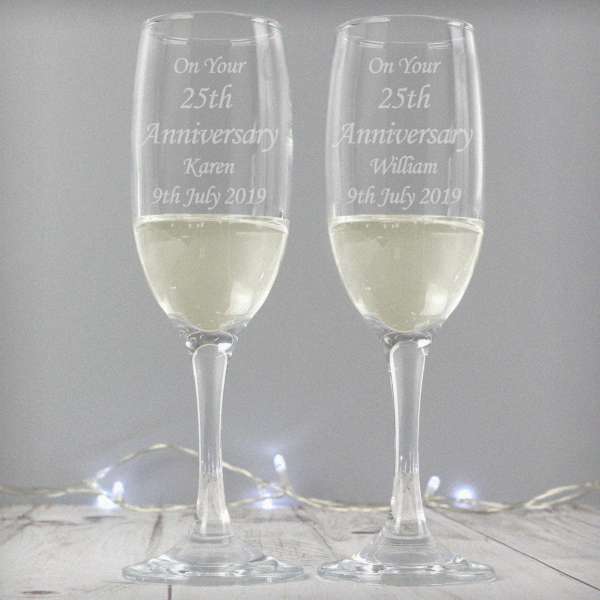 (image for) Wedding Engraved Celebration Champagne Flutes Pair Couples Gift