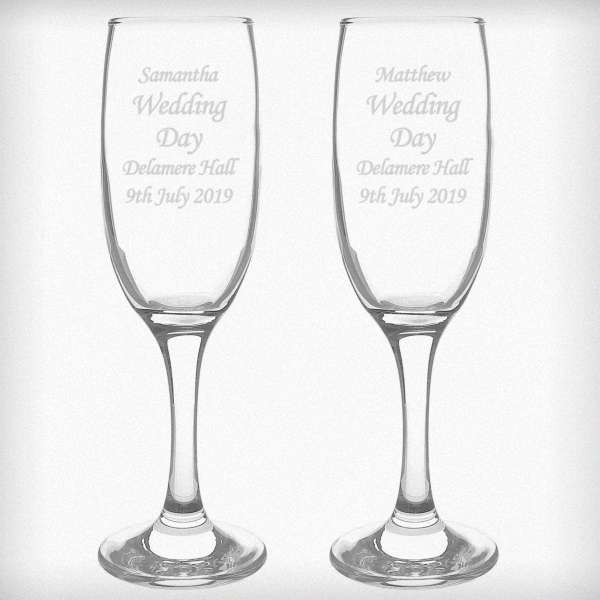 (image for) Wedding Engraved Pair of Celebration Champagne Flutes Gift - Click Image to Close