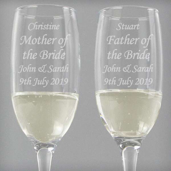 Modal Additional Images for Wedding Engraved Celebration Champagne Flutes Pair Couples Gift