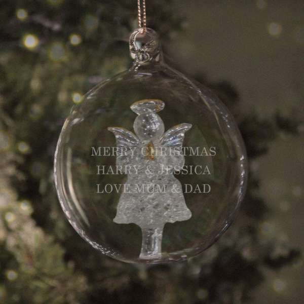(image for) Personalised Glass Christmas Angel Bauble - Click Image to Close
