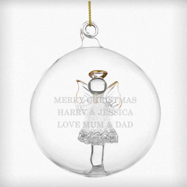(image for) Personalised Glass Christmas Angel Bauble - Click Image to Close