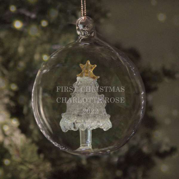 (image for) Personalised Glass Christmas Tree Bauble - Click Image to Close