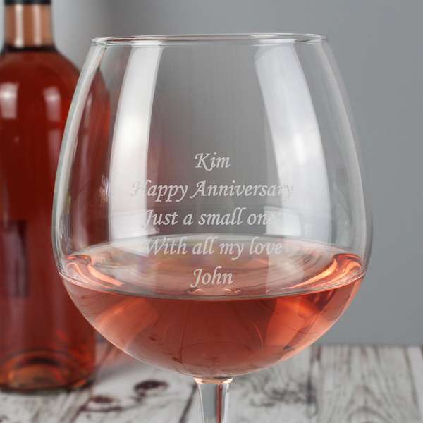 (image for) 50th Birthday Gift Full Bottle Personalised Engraved Wine Glass - Click Image to Close