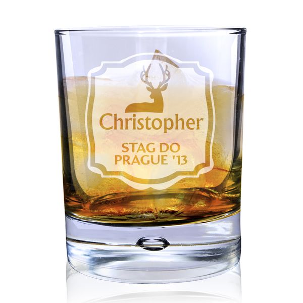 (image for) Personalised Stag Tumbler Bubble Glass - Click Image to Close