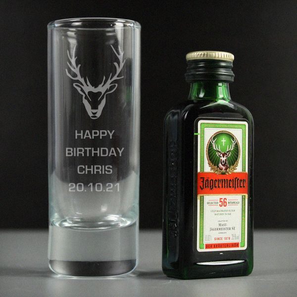 Modal Additional Images for Personalised Stag Shot Glass and Miniature Jagermeister