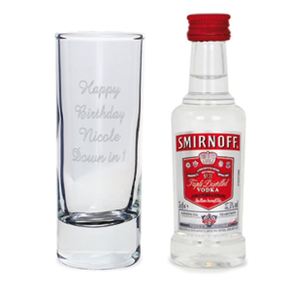 (image for) Personalised Shot Glass and Miniature Vodka Set - Text Only