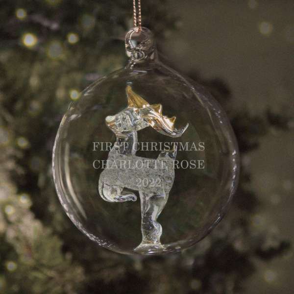 (image for) Personalised Glass Reindeer Bauble - Click Image to Close