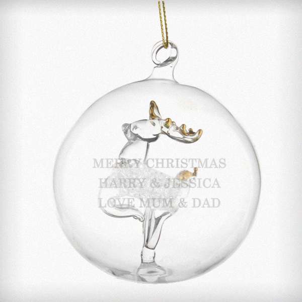 Modal Additional Images for Personalised Glass Reindeer Bauble