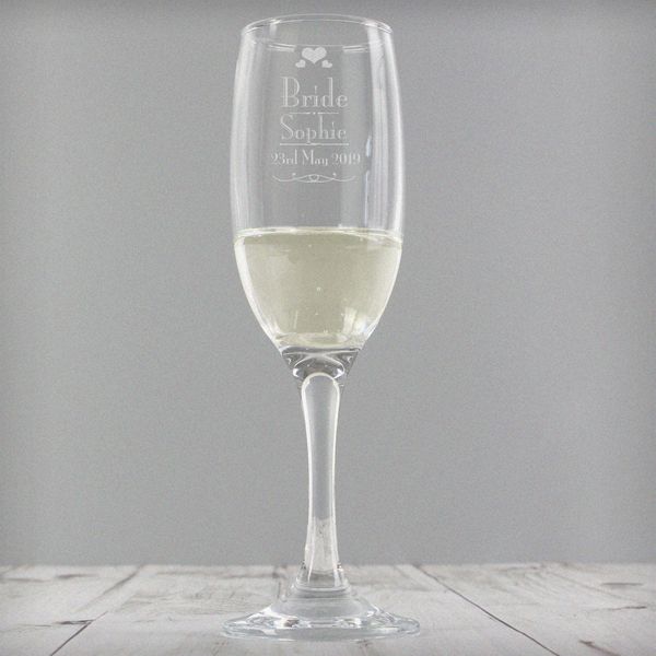 (image for) Personalised Decorative Wedding Bride Glass Flute - Click Image to Close