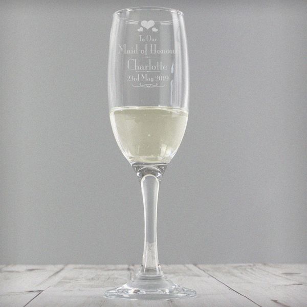 (image for) Personalised Decorative Wedding Maid of Honour Glass Flute - Click Image to Close