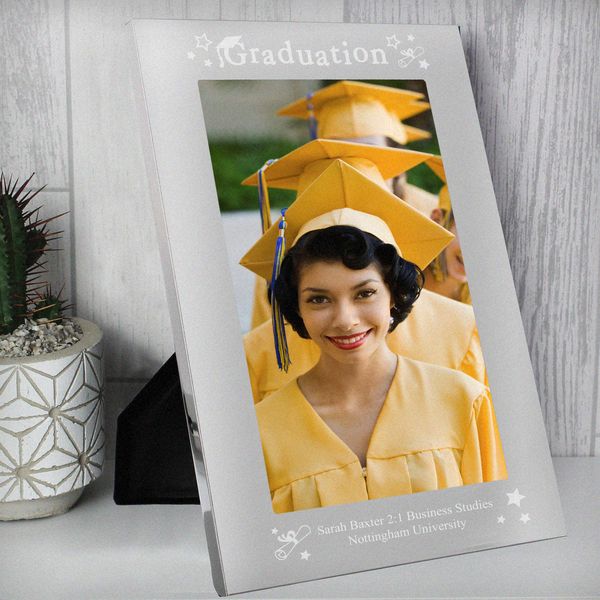 (image for) Personalised Mirrored Graduation Glass Photo Frame 5x7 - Click Image to Close