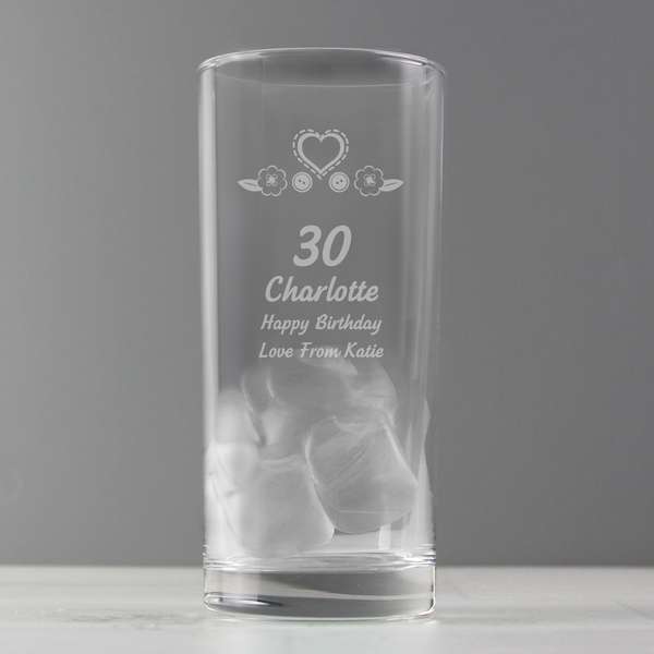 (image for) Personalised Birthday Craft Hi Ball Glass - Click Image to Close