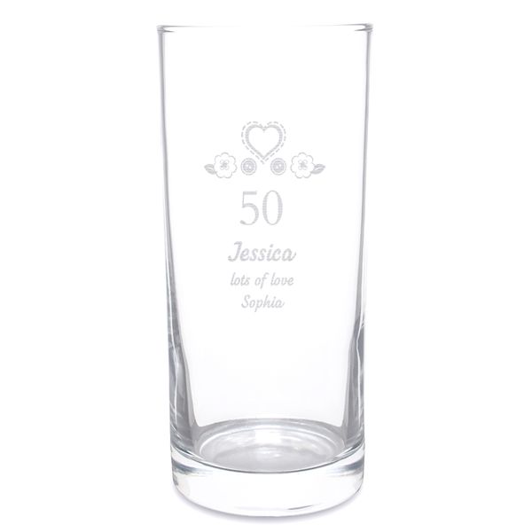 (image for) Personalised Birthday Craft Hi Ball Glass - Click Image to Close