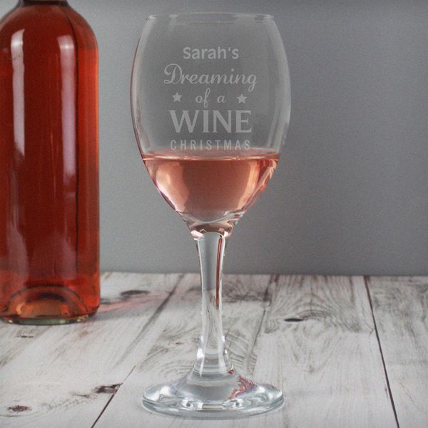(image for) Personalised Dreaming of a Wine Christmas... Wine Glass - Click Image to Close