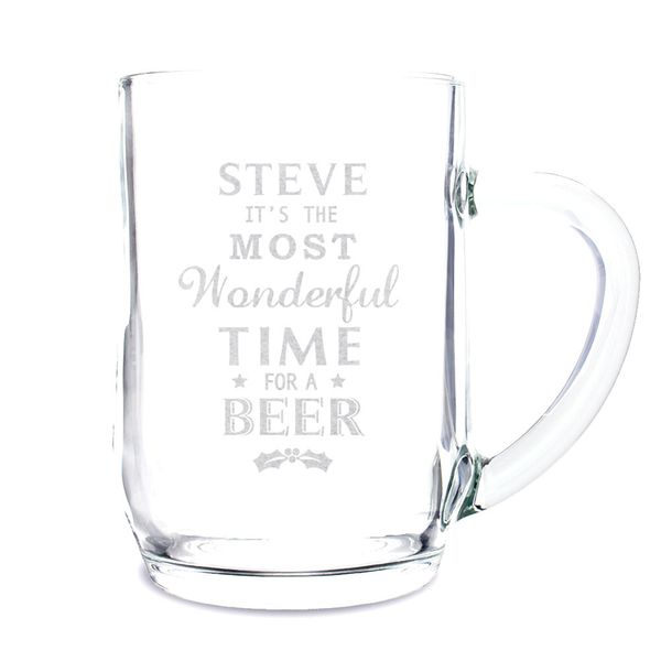 (image for) Personalised Wonderful Time For A Beer... Glass Tankard - Click Image to Close