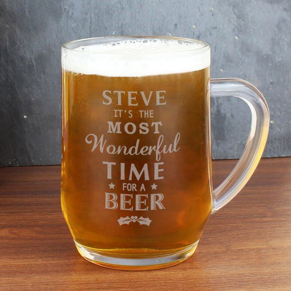 (image for) Personalised Wonderful Time For A Beer... Glass Tankard - Click Image to Close