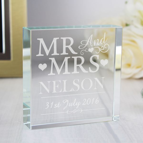 (image for) Personalised Mr & Mrs Large Crystal Token - Click Image to Close