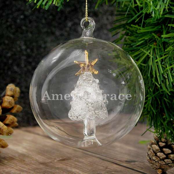 (image for) Personalised Name Only Christmas Tree Glass Bauble - Click Image to Close