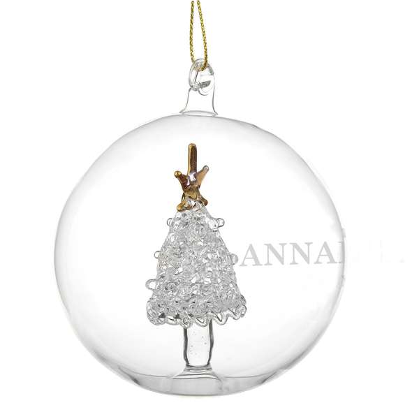 (image for) Personalised Name Only Christmas Tree Glass Bauble - Click Image to Close