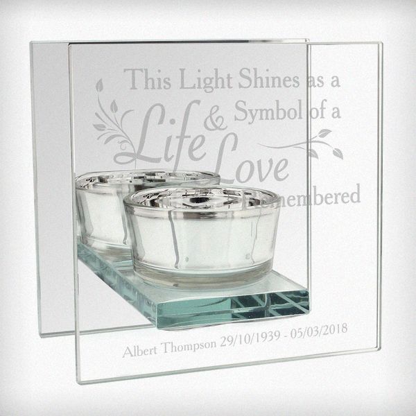 (image for) Personalised Life & Love Mirrored Glass Tea Light Holder - Click Image to Close