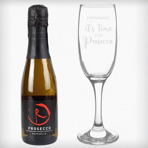 Modal Additional Images for Personalised Its Time for Prosecco Flute & Mini Prosecco Set