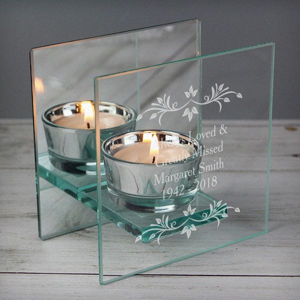 (image for) Personalised Sentiments Mirrored Glass Tea Light Holder - Click Image to Close