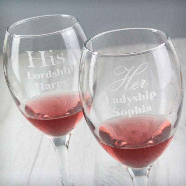 (image for) Personalised His & Her Wine Glass Set - Click Image to Close