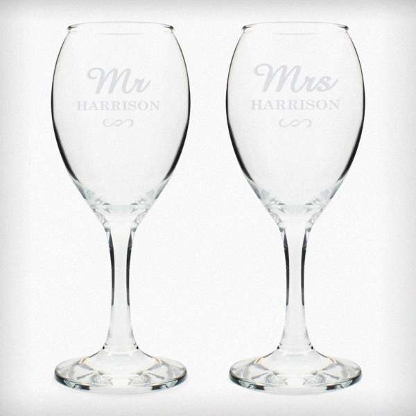 Modal Additional Images for Personalised Mr & Mrs Wine Glass Set