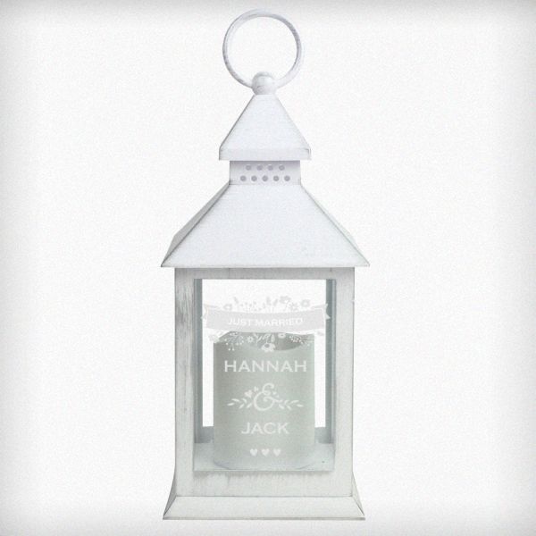 Modal Additional Images for Personalised Couple's Floral Rustic White Lantern