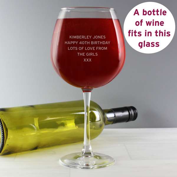 (image for) Personalised Bold Statement Bottle Of Wine Glass - Click Image to Close