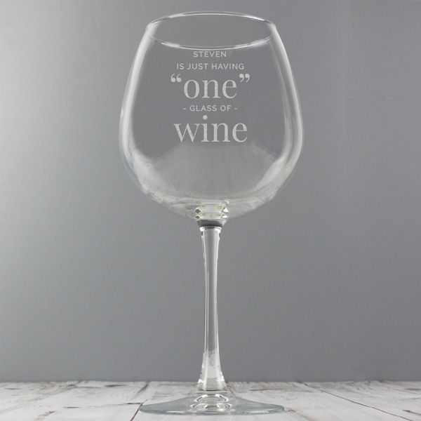 (image for) Personalised 'One Glass' Bottle of Wine Glass - Click Image to Close