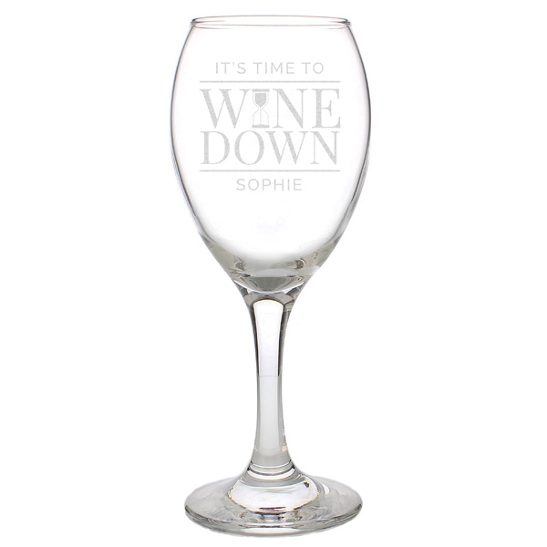(image for) Personalised 'It's Time to Wine Down' Wine Glass - Click Image to Close