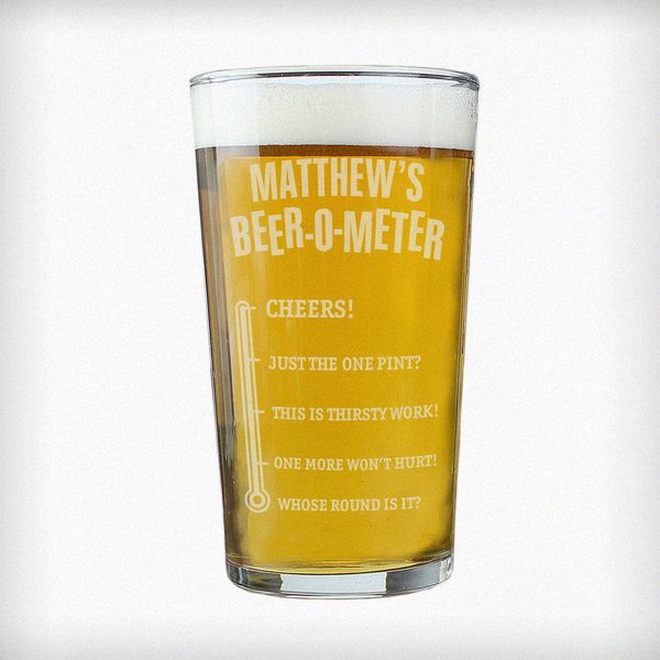 (image for) Personalised Beer-o-Meter Pint Glass - Click Image to Close