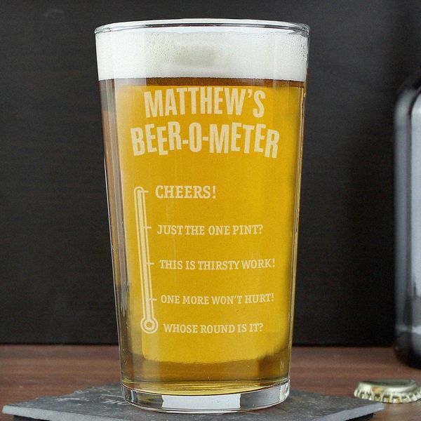 (image for) Personalised Beer-o-Meter Pint Glass - Click Image to Close