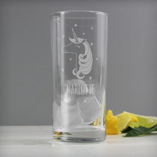 (image for) Personalised Unicorn Engraved Hi Ball Glass - Click Image to Close
