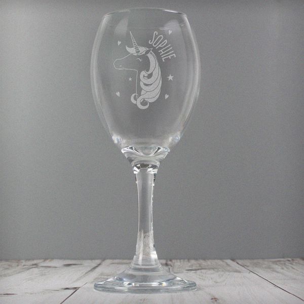 (image for) Personalised Unicorn Engraved Wine Glass - Click Image to Close