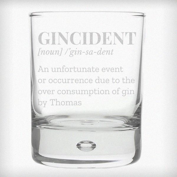 (image for) Personalised Gincident Tumbler Bubble Glass - Click Image to Close