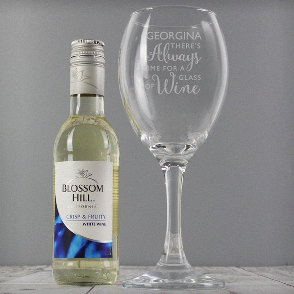 (image for) Personalised White Wine & 'Always Time for Wine' Glass Set - Click Image to Close
