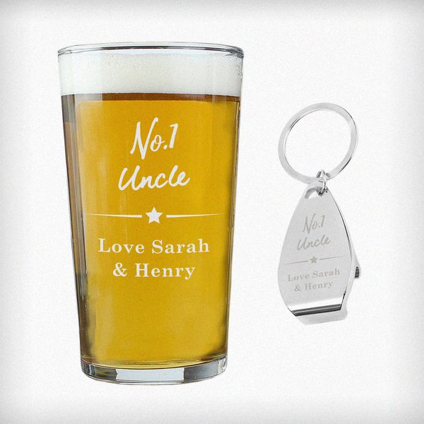 (image for) Personalised No.1 Pint glass & Bottle Opener Set - Click Image to Close