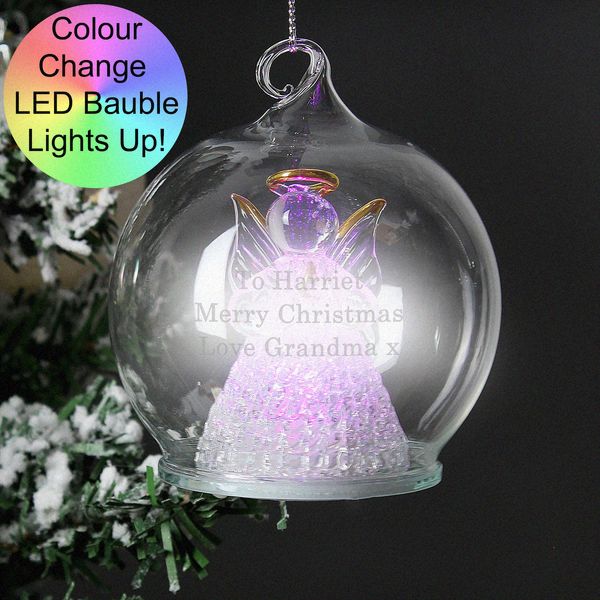 (image for) Personalised Christmas Message LED Angel Bauble - Click Image to Close