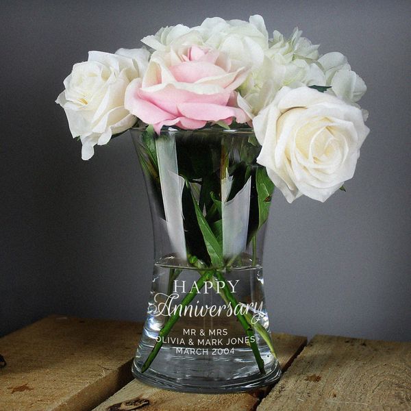 (image for) Personalised 'Happy Anniversary' Glass Vase - Click Image to Close