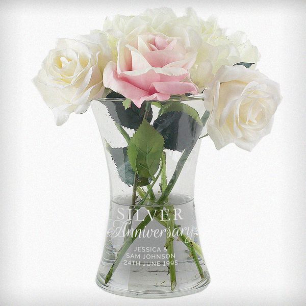 (image for) Personalised 'Silver Anniversary' Glass Vase - Click Image to Close