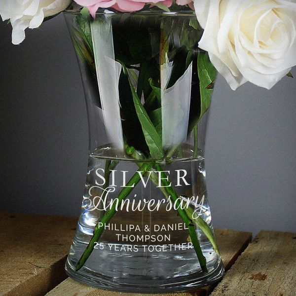 (image for) Personalised 'Silver Anniversary' Glass Vase - Click Image to Close