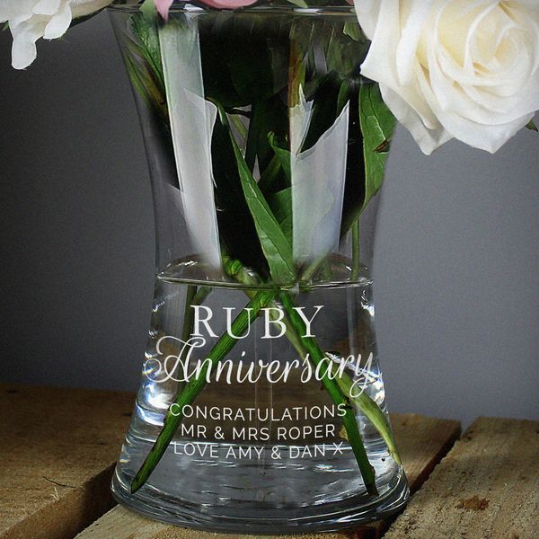 (image for) Personalised 'Ruby Anniversary' Glass Vase - Click Image to Close