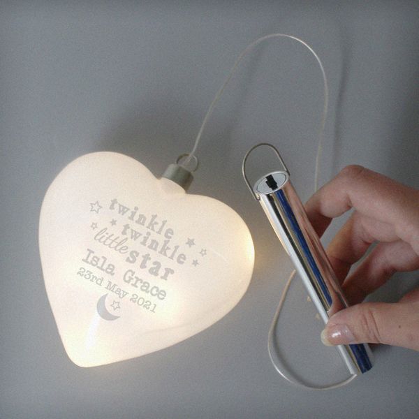 Modal Additional Images for Personalised Twinkle Twinkle LED Hanging Glass Heart