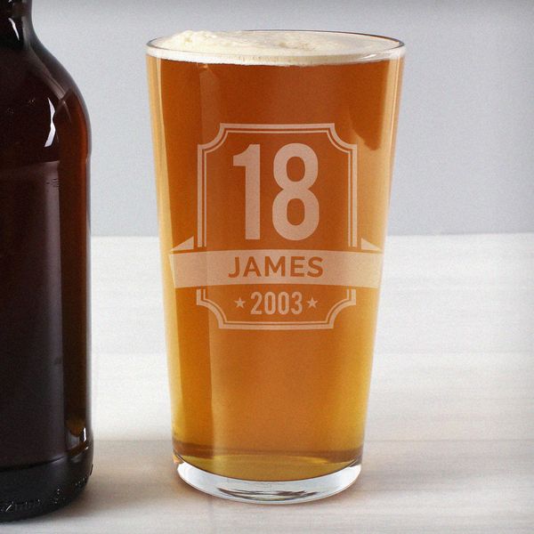 (image for) Personalised Big Age & Name Birthday Pint Glass - Click Image to Close