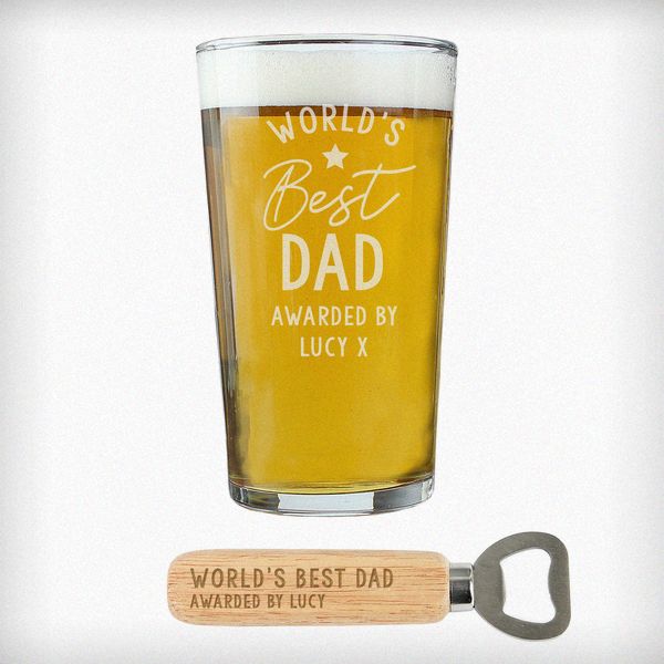 (image for) Personalised 'World's Best' Pint Glass & Bottle Opener - Click Image to Close