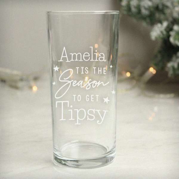(image for) Personalised Tis The Season To Get Tipsy Hi Ball Glass - Click Image to Close