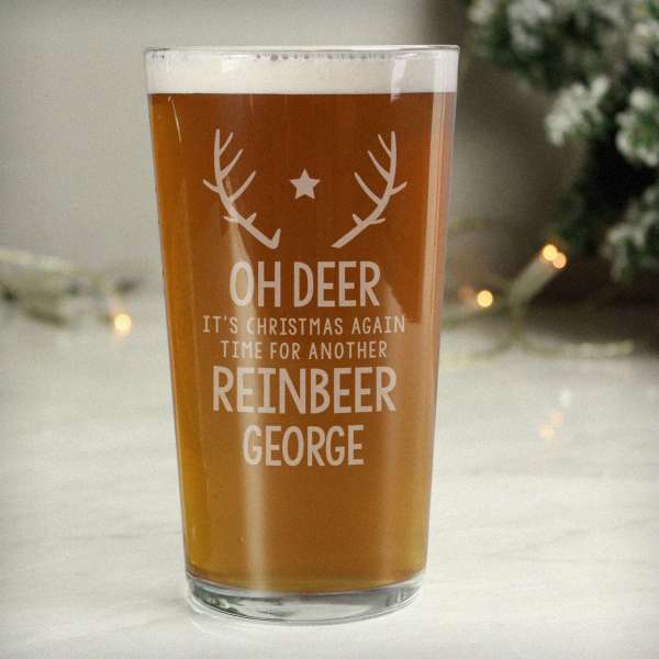 (image for) Personalised Time For A Reinbeer Pint Glass