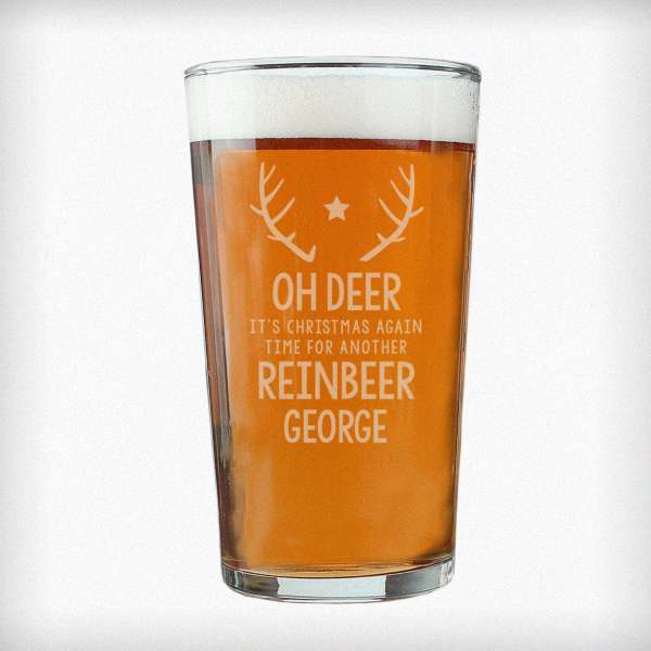 (image for) Personalised Time For A Reinbeer Pint Glass - Click Image to Close